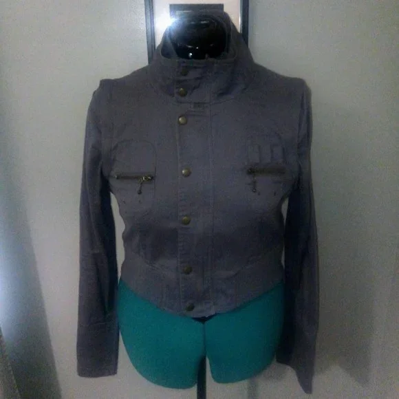Ali & Kris Convertible Cropped Gray Jacket Sz L - Picture 14 of 15